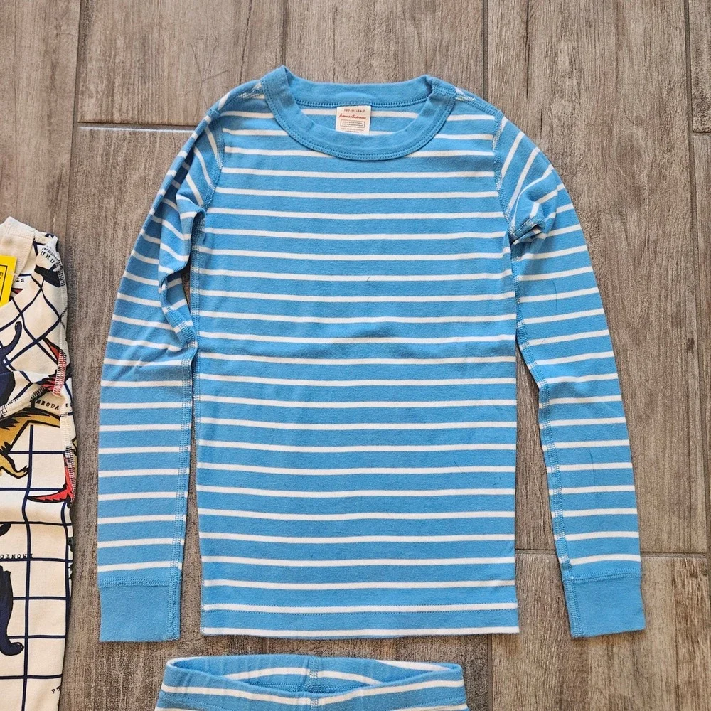 Hanna Andersson Pajama Set Kids 6-7 NEW Dinosaur Stripe Organic Cotton Sleep